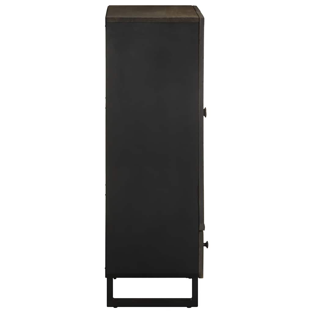 Highboard Black 60x33x100 cm Solid Wood Mango